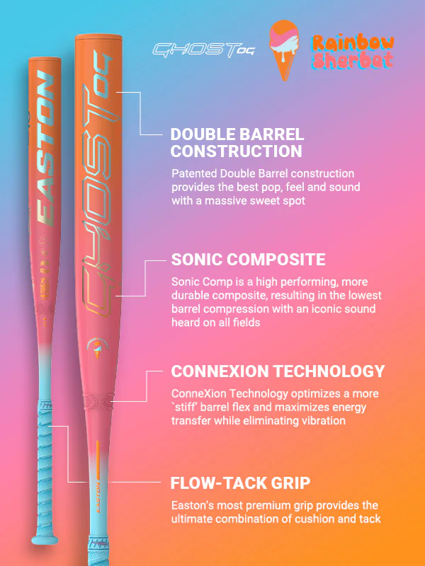 2025 Easton Ghost OG Rainbow Sherbet -11 USSSA/ASA Dual Stamp Fastpitch Softball Bat EFP5GHRS11 - Image 5