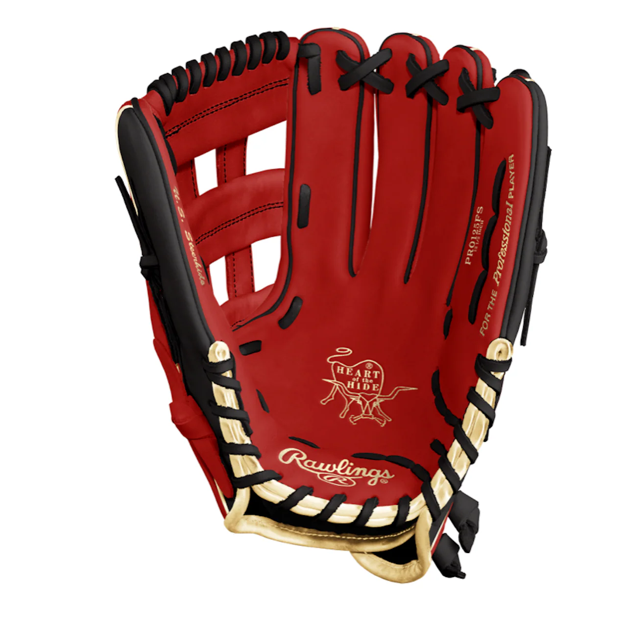 2026 SISC Exclusive Rawlings Heart of the Hide PRO125FS Pattern 12.5" Fielding Glove With Finger Shift - 2026-PRO125FS-Red/Black/Gold - Image 2