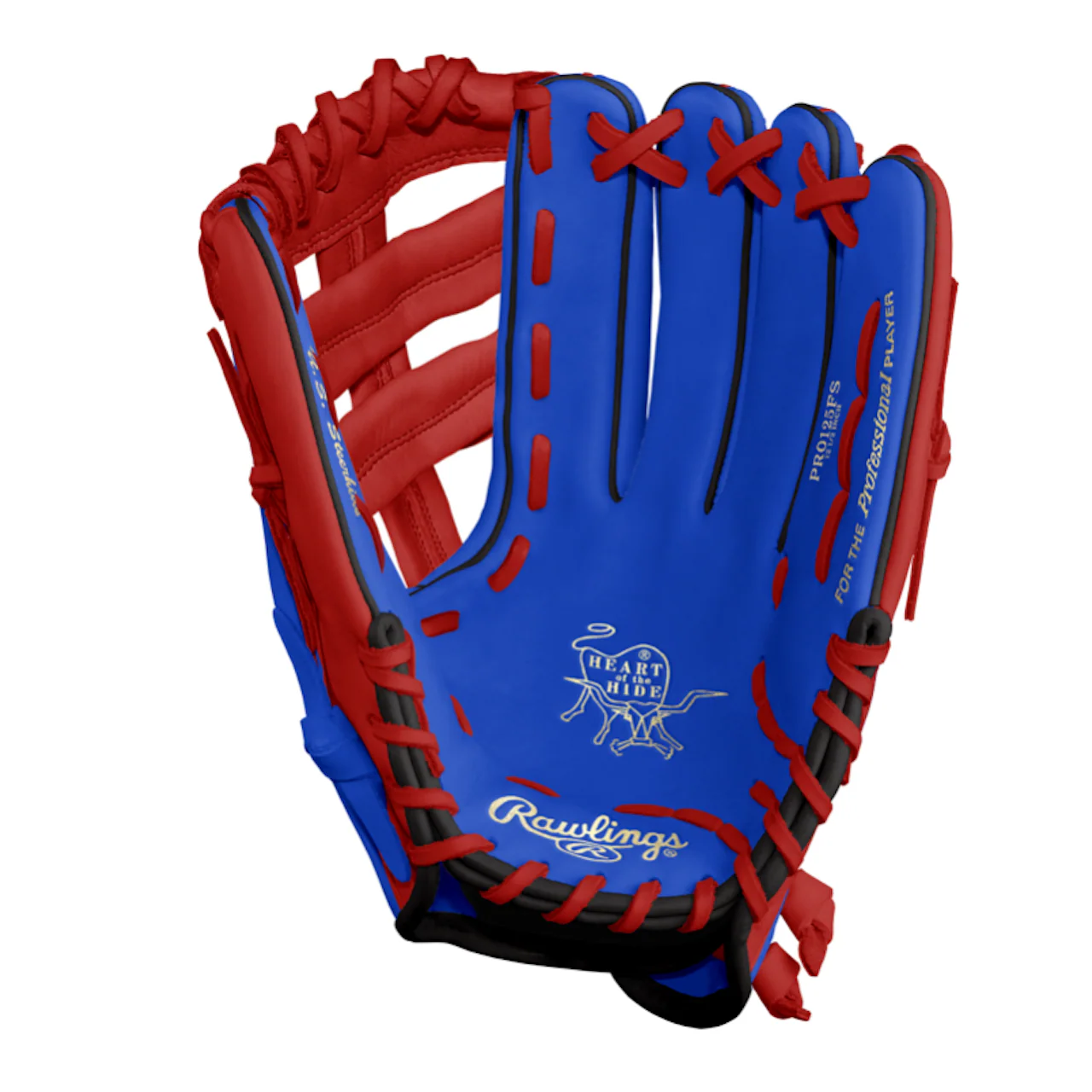 2026 SISC Exclusive Rawlings Heart of the Hide PRO125FS Pattern 12.5" Fielding Glove With Finger Shift - 2026-PRO125FS-Royal/Red - Image 2