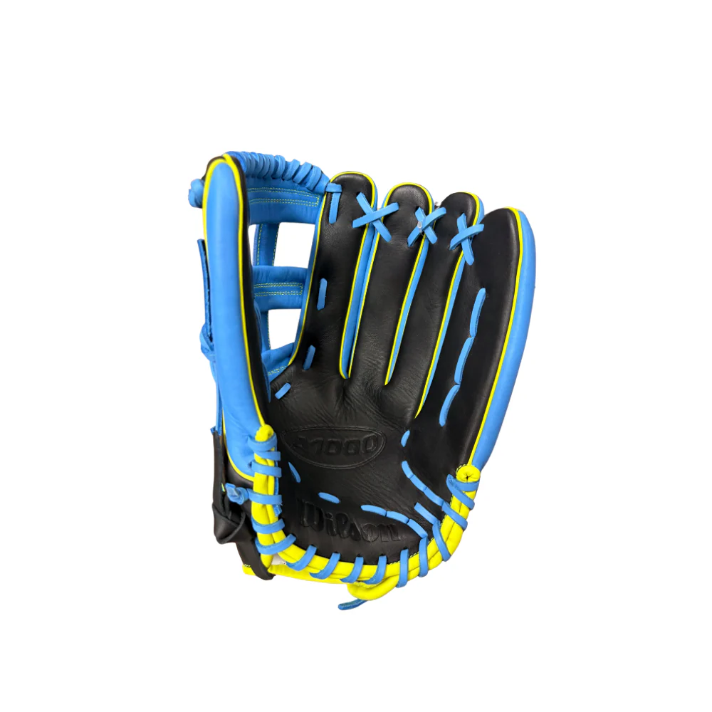 2026 Wilson A1000SP 13” Black/Cool Blue Slowpitch Fielding Glove - WBW10456713 / WBW10457113 - Image 2