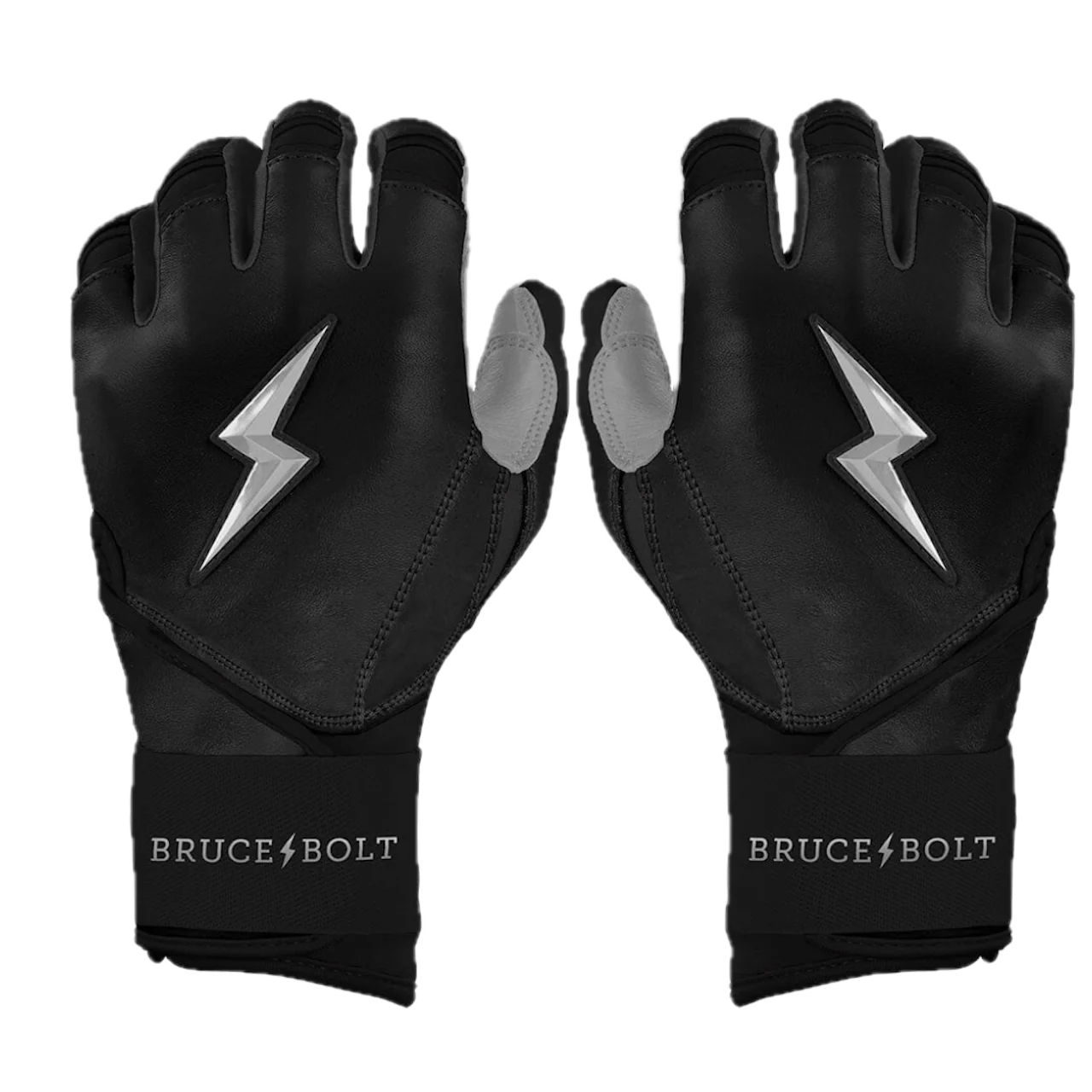 Bruce Bolt Chrome Series Long Cuff Batting Glove - Black