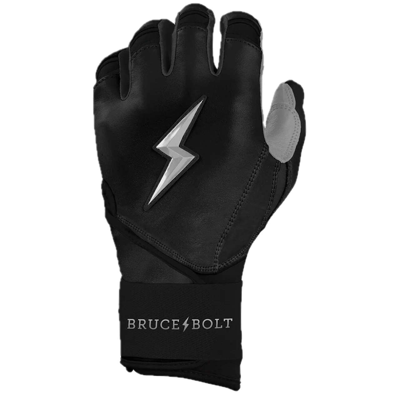Bruce Bolt Chrome Series Long Cuff Batting Glove - Black - Image 2