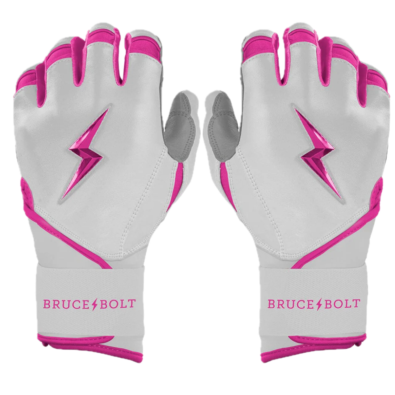 Bruce Bolt Chrome Series Long Cuff Batting Glove - Pink
