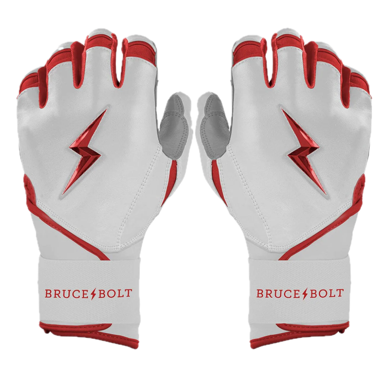 Bruce Bolt Chrome Series Long Cuff Batting Glove - Red
