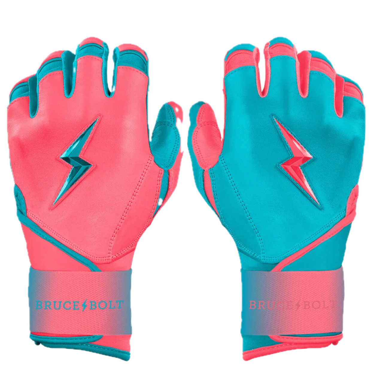 Bruce Bolt MAX Series Long Cuff Batting Glove - Pink/Teal