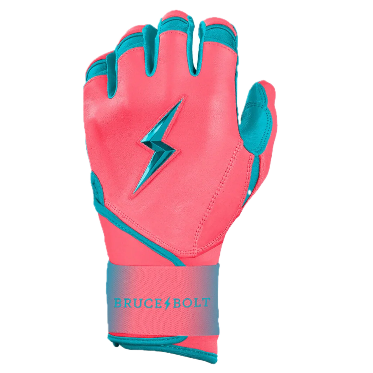 Bruce Bolt MAX Series Long Cuff Batting Glove - Pink/Teal - Image 2