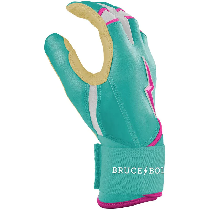 Bruce Bolt Tatis Jr. Signature Series Short Long Cuff Batting Glove - Tatis - Mint/Pink - Image 4