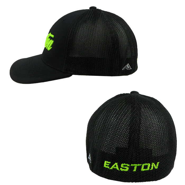 Easton Hat by Pacific (404M) All Black/Volt Script - Image 2
