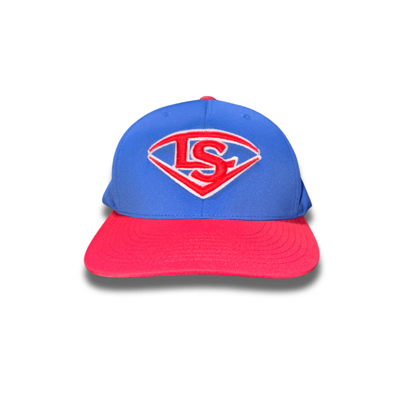 Louisville Slugger 3D Puff Branded Pacific Royal/Red 474 Performance Flex Fit Hat - LS-474-Royal/Red-White Outline/Red Puff - Image 2
