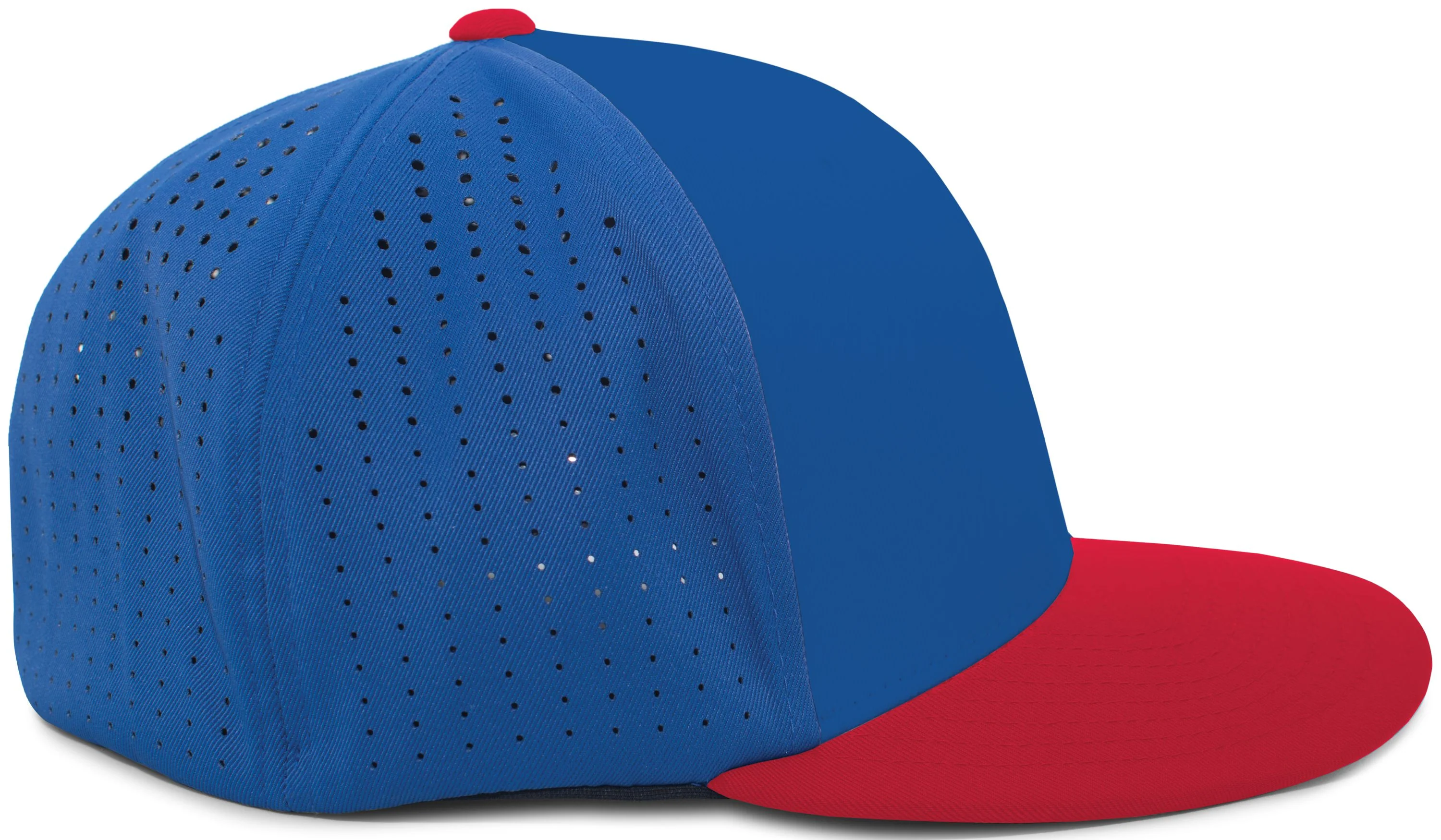 Louisville Slugger 3D Puff Branded Pacific Royal/Red 474 Performance Flex Fit Hat - LS-474-Royal/Red-White Outline/Red Puff - Image 3