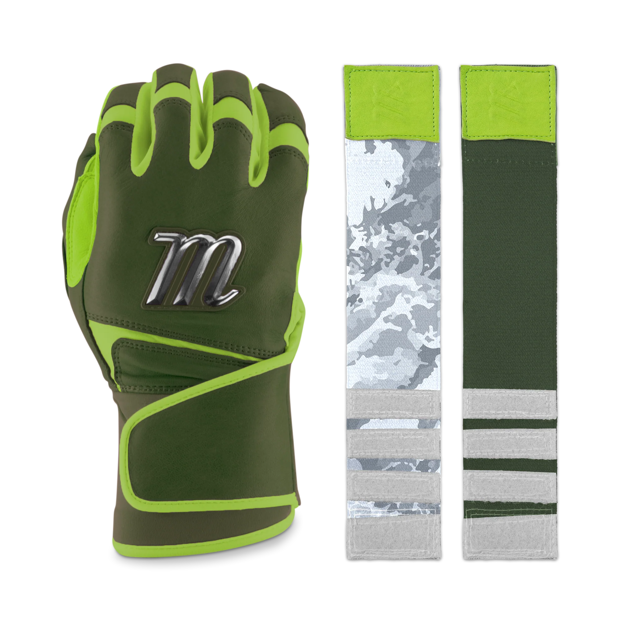 Marucci Remex Adult Olive Green/Lime Green Batting Gloves - MBRMX-OG/LG