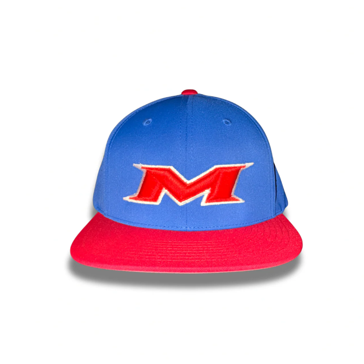 Miken 3D Puff Branded Pacific Royal/Red 474 Performance Flex Fit Hat - Miken-474-Royal/Red-White Outline/Red Puff - Image 2
