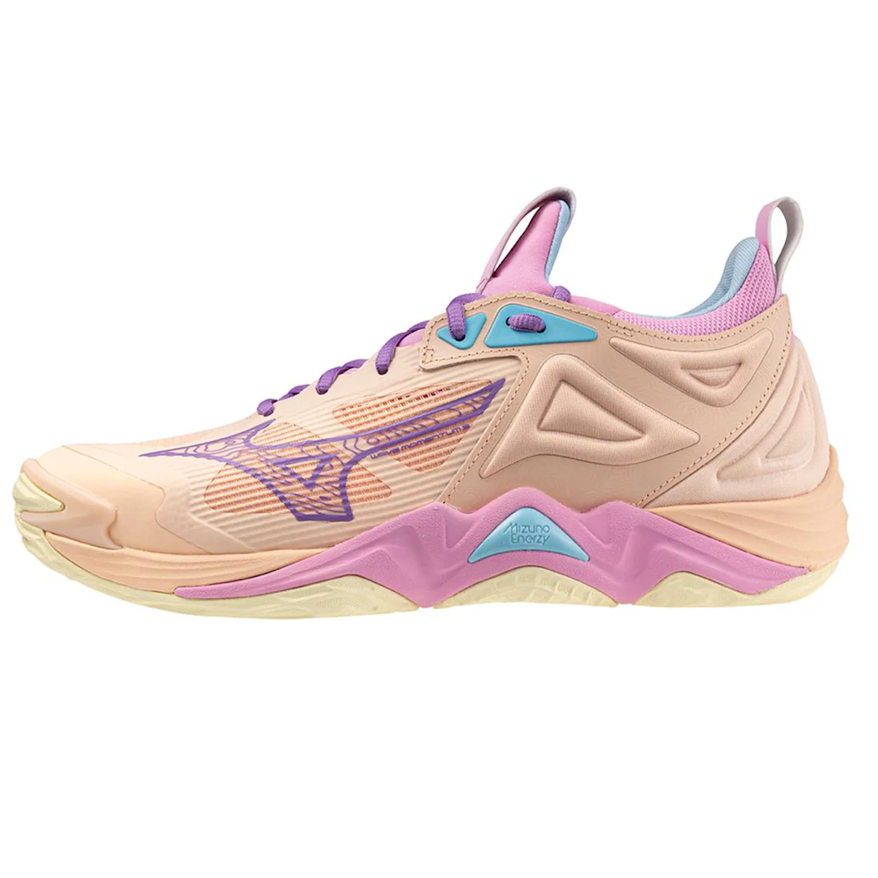 Mizuno Wave Momentum 3 Unisex Volleyball Shoes - Peach Bud - Image 2