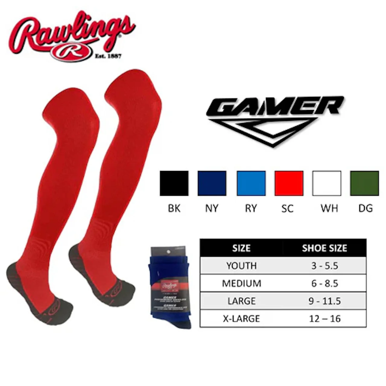 Rawlings Gamer OTK (Over the Knee) Performance Sock (Single) - Gamer-Sock