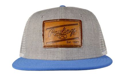 Rawlings New Era Leather Patch Snapback Hat Heathered Grey/Royal - RLPHAT-HG/R - Image 2