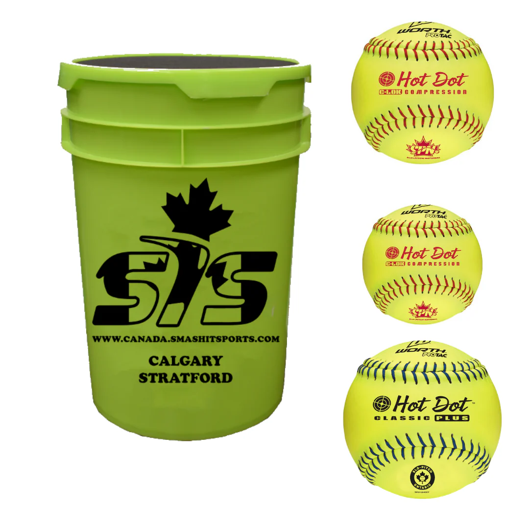 Smash It Sports Canada Softball Ball/Bucket Combo - SISC-COMBO-BUCKET-SOFTBALLS
