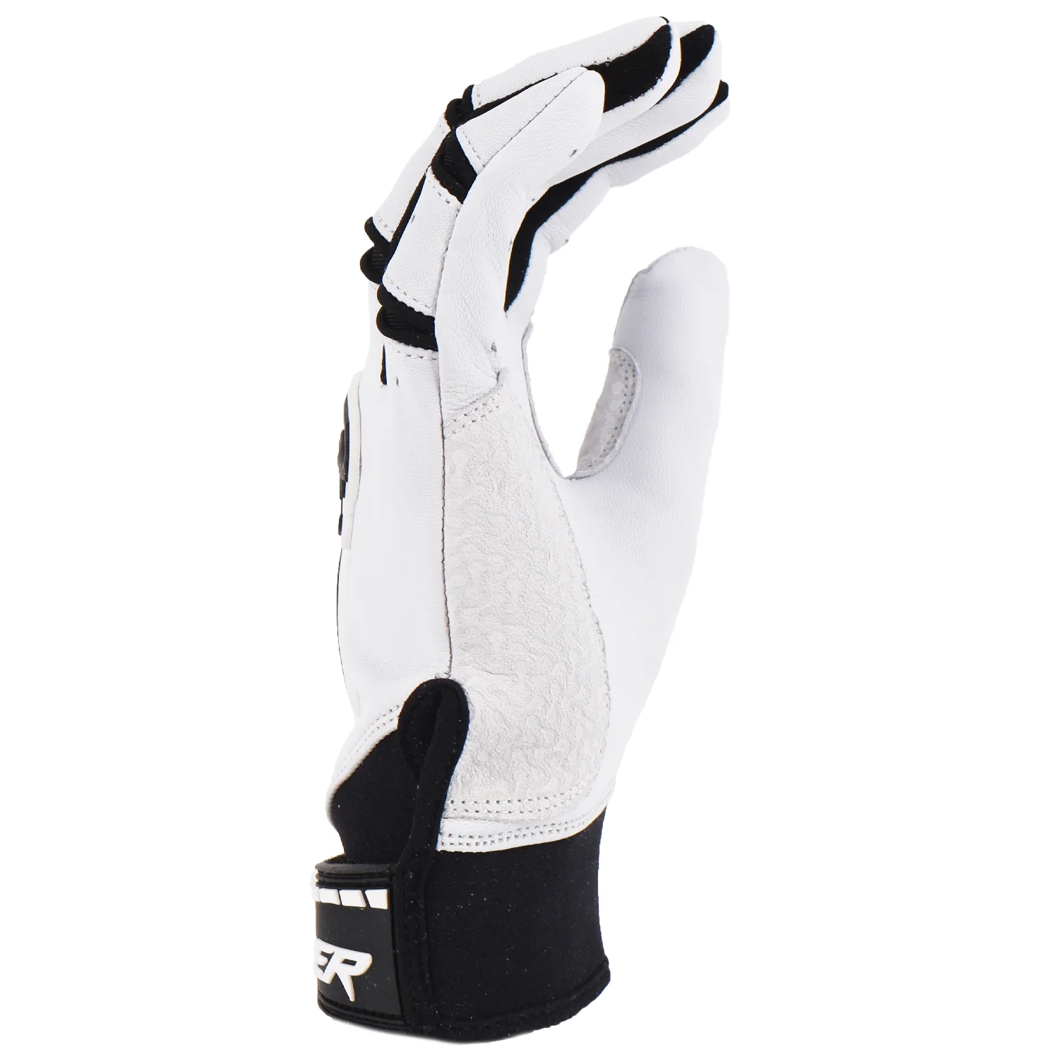Viper Grindstone Short Cuff Batting Glove - White/Black - Image 5