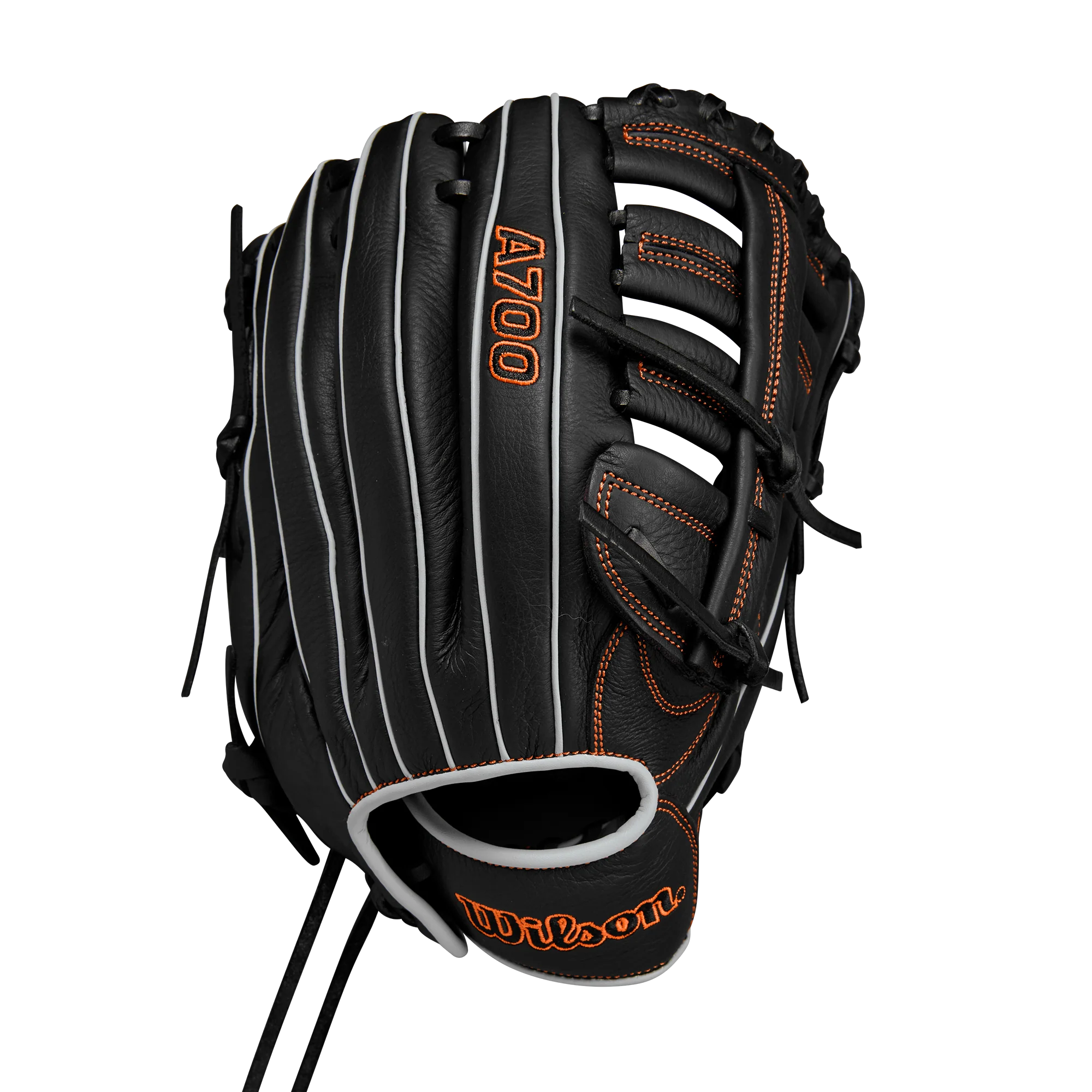 Wilson A700 12.5" Baseball Fielding Glove Black/Orange/Silver - WBW101430125 / WBW101431125